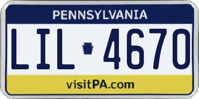PA license plate LIL4670