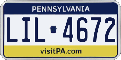PA license plate LIL4672