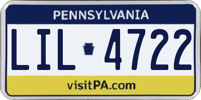PA license plate LIL4722