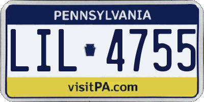 PA license plate LIL4755