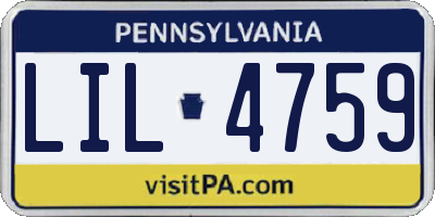 PA license plate LIL4759