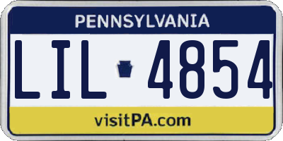 PA license plate LIL4854