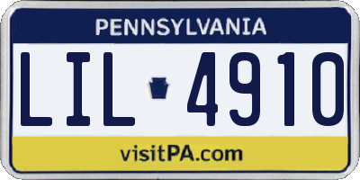 PA license plate LIL4910