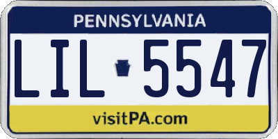 PA license plate LIL5547