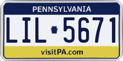 PA license plate LIL5671