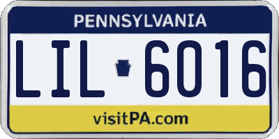 PA license plate LIL6016