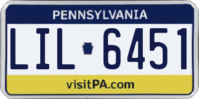 PA license plate LIL6451
