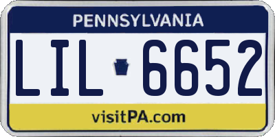 PA license plate LIL6652