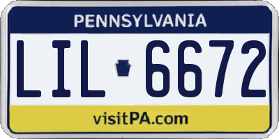 PA license plate LIL6672
