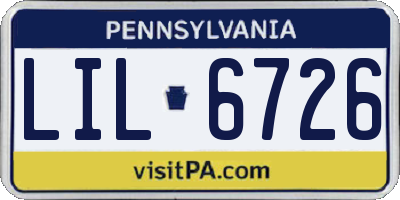 PA license plate LIL6726