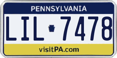 PA license plate LIL7478