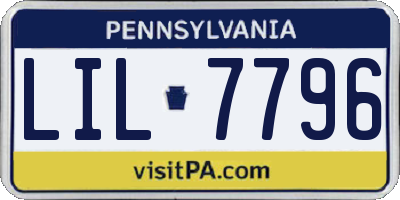 PA license plate LIL7796