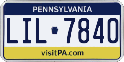PA license plate LIL7840