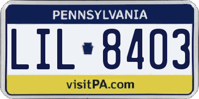 PA license plate LIL8403