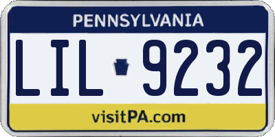 PA license plate LIL9232