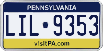 PA license plate LIL9353
