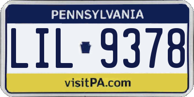 PA license plate LIL9378
