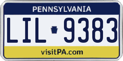 PA license plate LIL9383