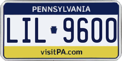 PA license plate LIL9600
