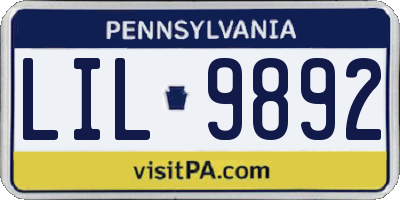 PA license plate LIL9892