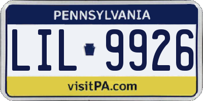 PA license plate LIL9926