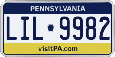PA license plate LIL9982