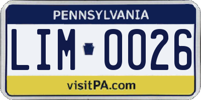 PA license plate LIM0026