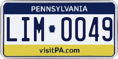 PA license plate LIM0049