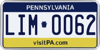 PA license plate LIM0062