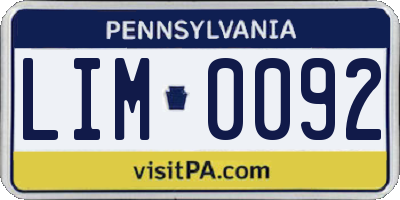 PA license plate LIM0092