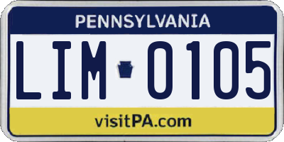 PA license plate LIM0105