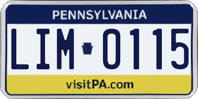 PA license plate LIM0115