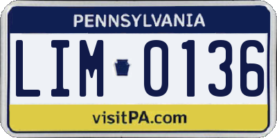 PA license plate LIM0136