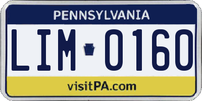 PA license plate LIM0160