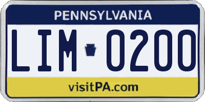 PA license plate LIM0200