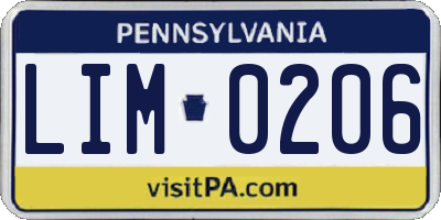 PA license plate LIM0206