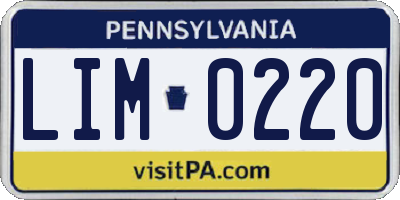 PA license plate LIM0220