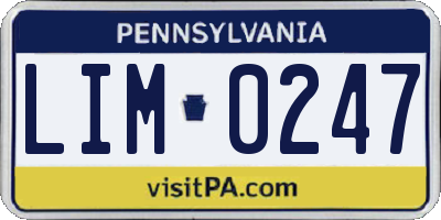 PA license plate LIM0247