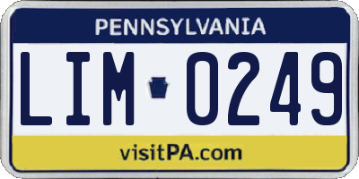 PA license plate LIM0249