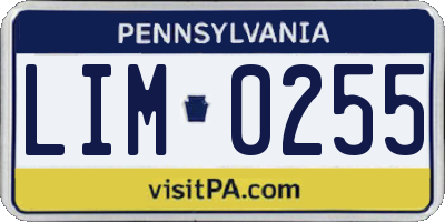 PA license plate LIM0255