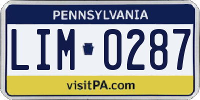 PA license plate LIM0287