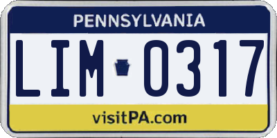 PA license plate LIM0317