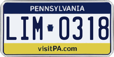PA license plate LIM0318