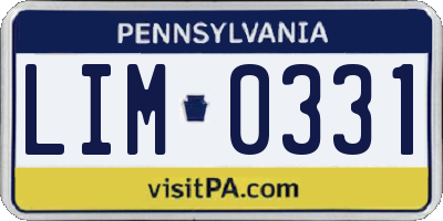 PA license plate LIM0331