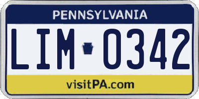 PA license plate LIM0342