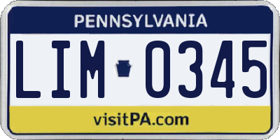 PA license plate LIM0345