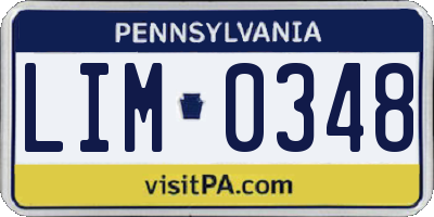 PA license plate LIM0348