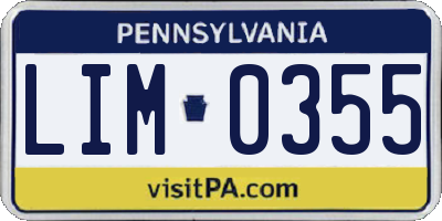 PA license plate LIM0355
