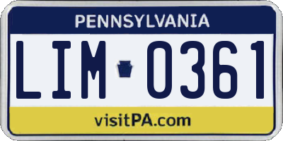 PA license plate LIM0361