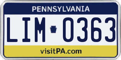 PA license plate LIM0363